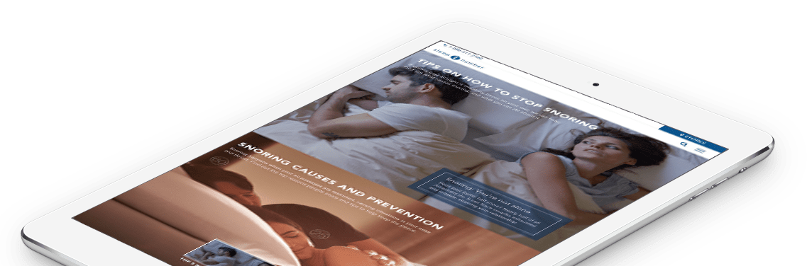 Featured Work image, snore landing page